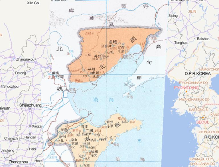 中国东晋十六国时期南燕（404年）北燕（427年）的在线历史地图