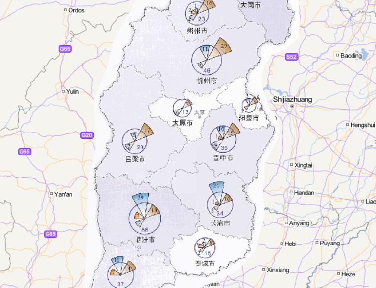 2014年山西省分灾种灾害频次分布在线地图