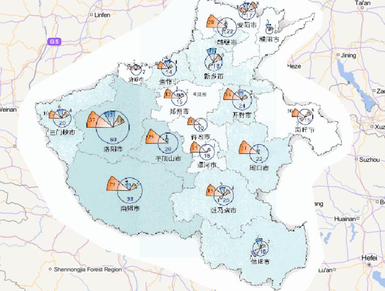 2014年河南省分灾种灾害频次分布在线地图