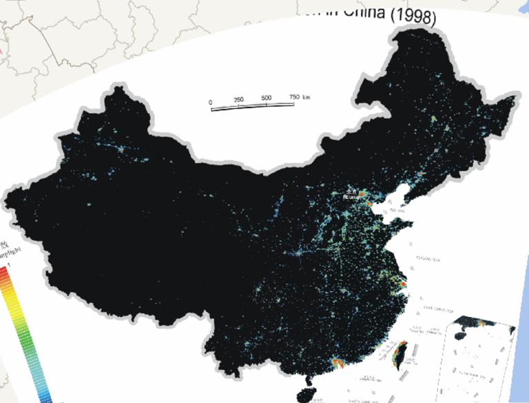 中国城镇化空间分布在线地图（1998年）