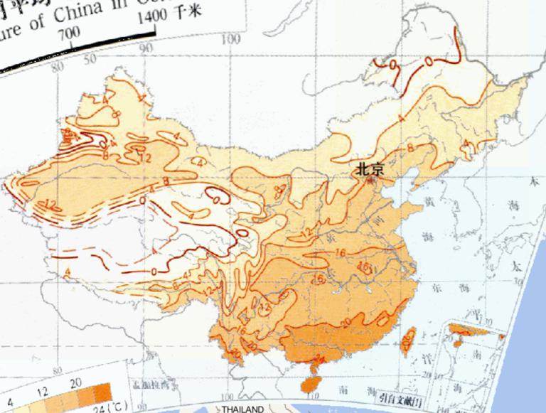 中国十月平均气温在线地图
