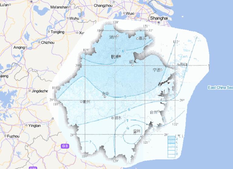 中国浙江省一月平均气温在线地图