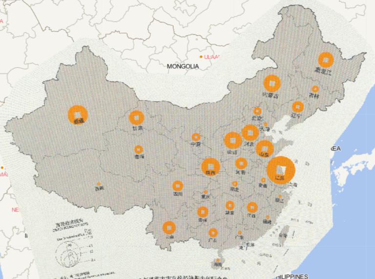 2016年中国风雹灾害分省直接经济损失情况在线地图