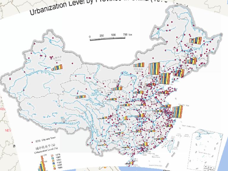 中国分省区城市化水平（1978年至1998年）在线地图