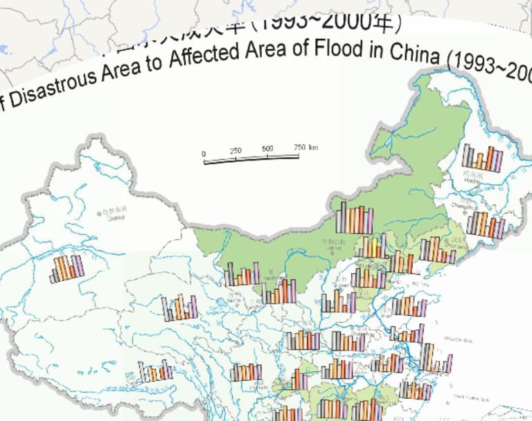 中国水灾成灾率在线地图（1993年至2000年）