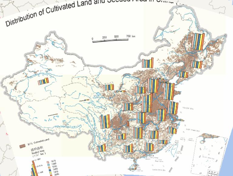 中国耕地分布与农作物播种面积（1978年至2000年）在线地图