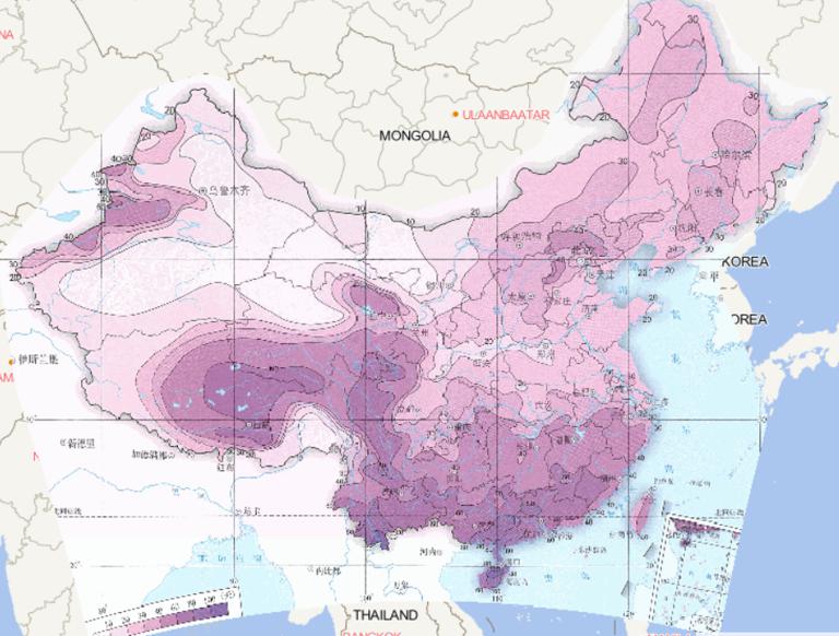 1981-2010年中国平均年雷暴日数在线地图