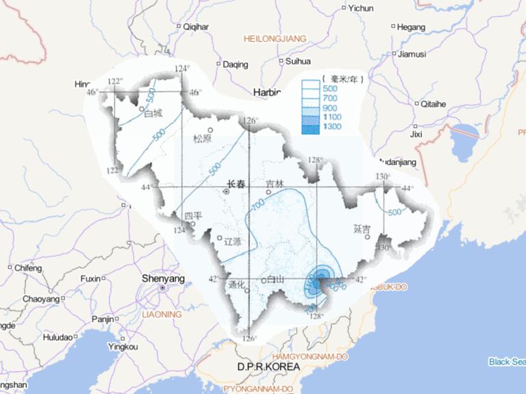 中国吉林省年降水量在线地图