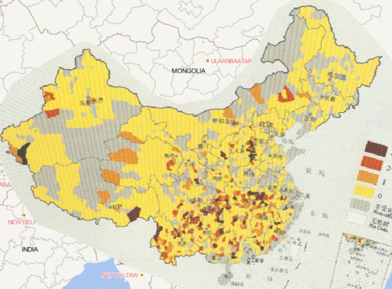 2016年中国洪涝和地质灾害分县死亡失踪人口在线地图
