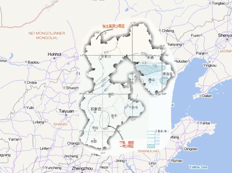 中国河北省年降水量在线地图