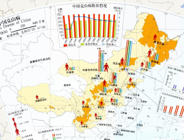 中国克山病分布（1:3200万）在线地图