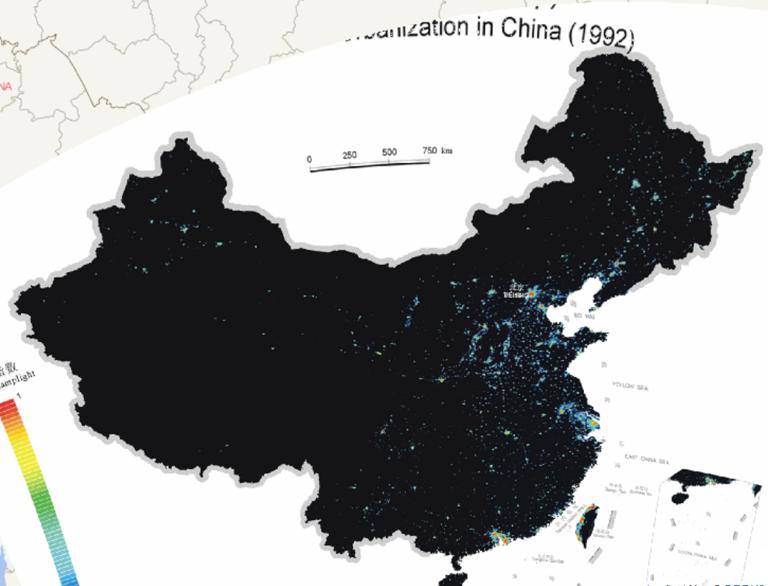 中国城镇化空间分布在线地图（1992年）
