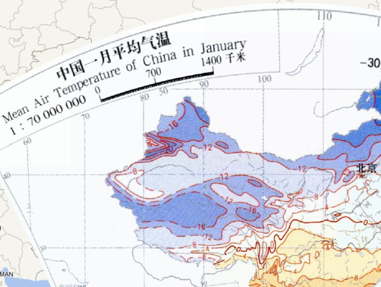 中国一月平均气温在线地图