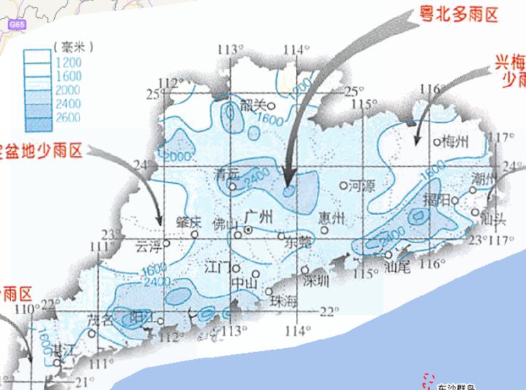 中国广东省年降水量在线地图