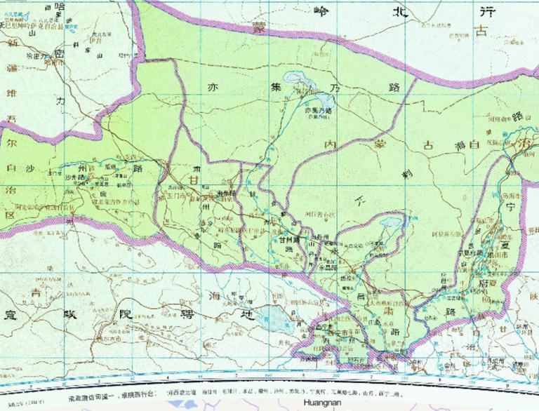 中国元朝时期甘肃行省历史地图