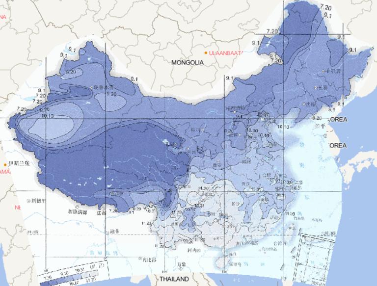 1961-2015年中国初霜冻最早出现日期在线地图
