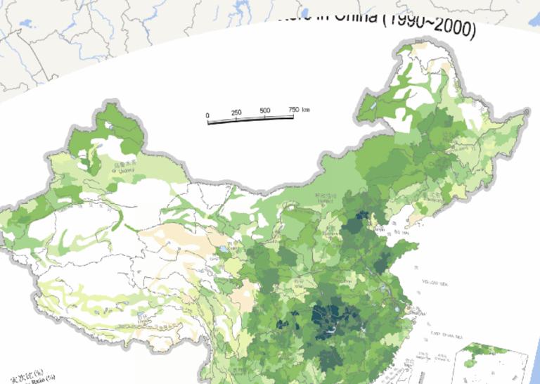 中国自然灾害成灾灾次比在线专题地图（1990至2000年）