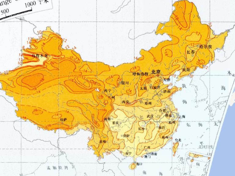 中国年气温日较差分布在线地图