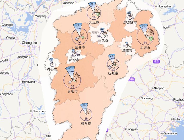 2014年江西省分灾种灾害频次分布在线地图