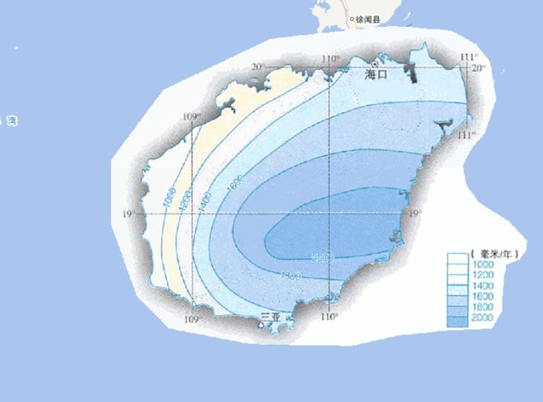 中国海南省年降水量在线地图