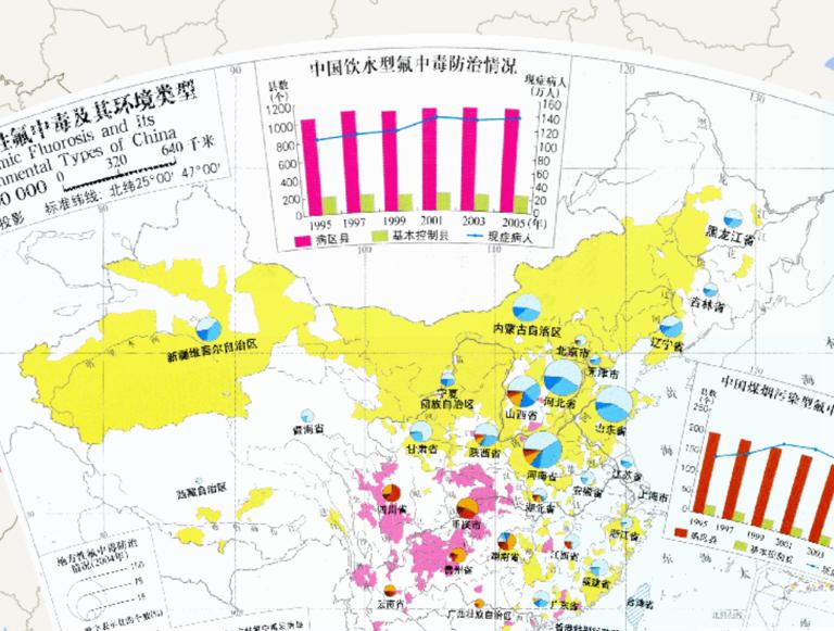 中国地方性氟中毒及其环境类型（1:3200万）在线地图