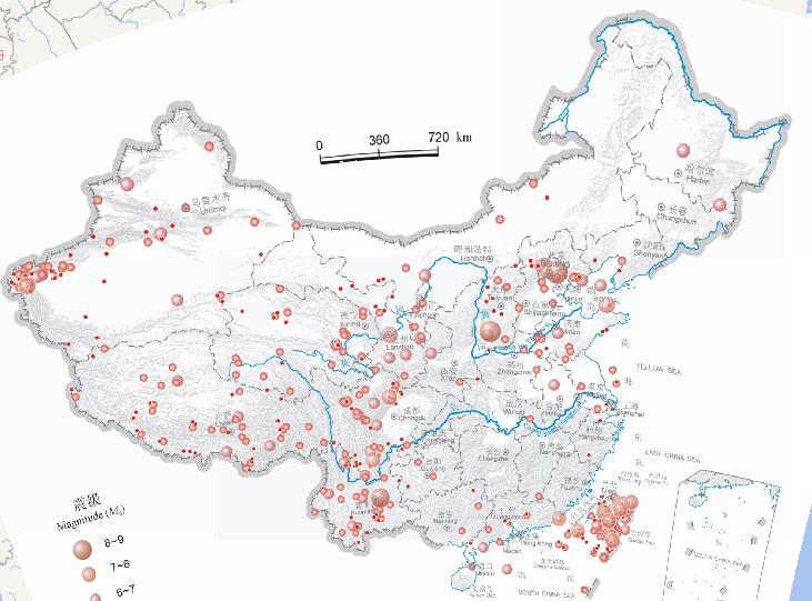 中国地震震中分布（公元前2300-公元2000年，9月，震级4级以上）
