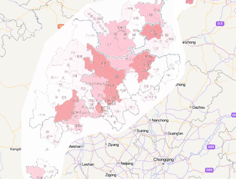 中国汶川灾区自然灾害综合危险度（DI）评价在线地图