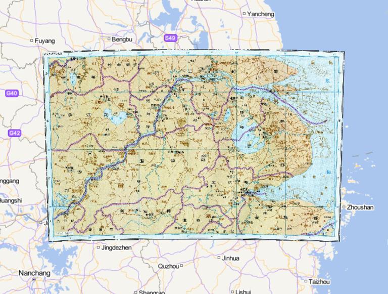 中国隋朝时期淮南江表诸郡北部历史地图