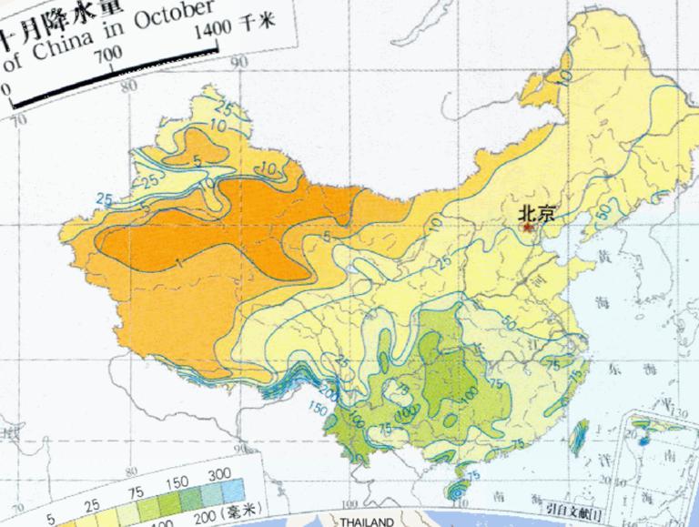 中国十月降水量在线地图