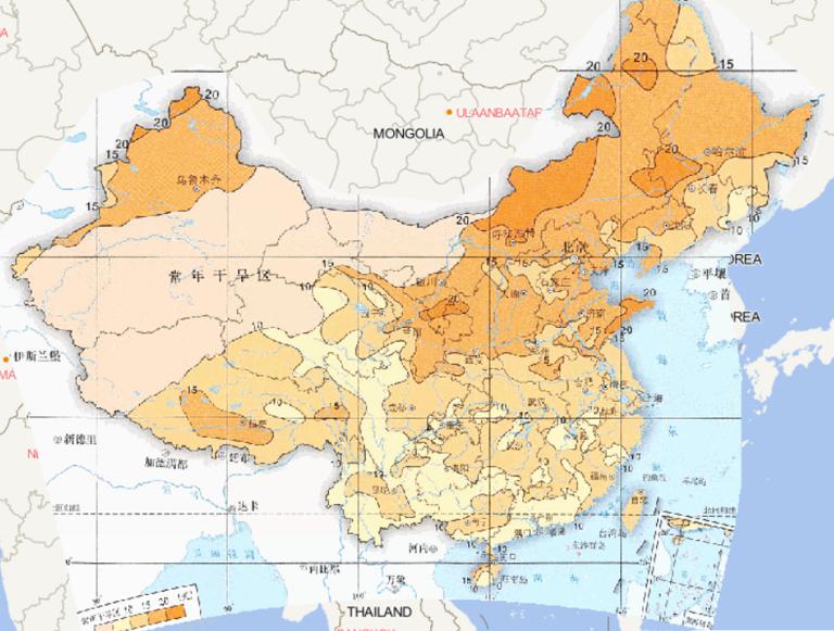 1981-2010年中国平均夏季干旱日数在线地图