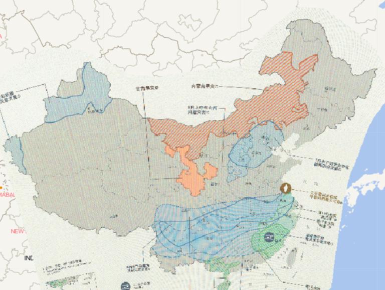 2016年重大灾害主要影响区域示意图