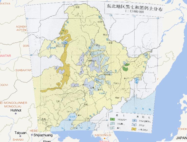 中国东北地区黑土和黑钙土分布在线地图