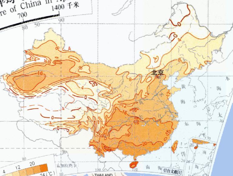 中国四月平均气温在线地图