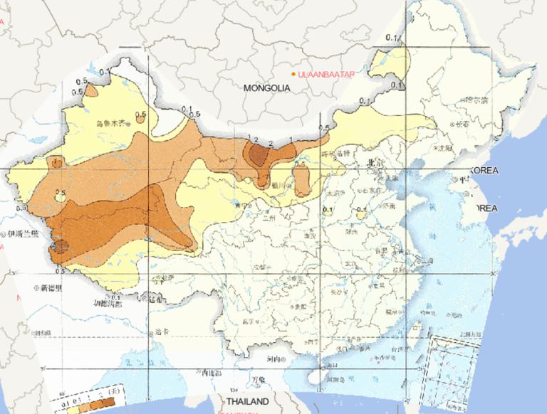 1981-2010年中国平均秋季沙尘暴日数在线地图
