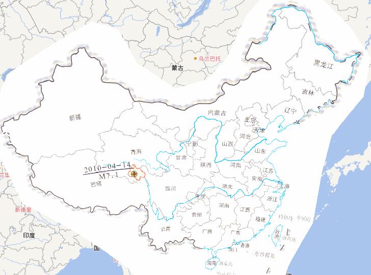2010年中国青海玉树地震灾害灾区位置在线地图