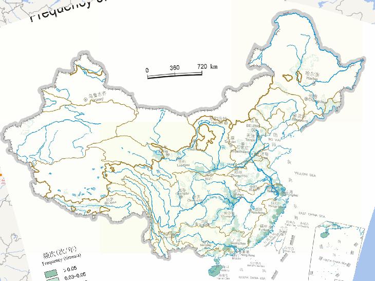 中国秋季水灾频次在线地图（1949年至2000年）