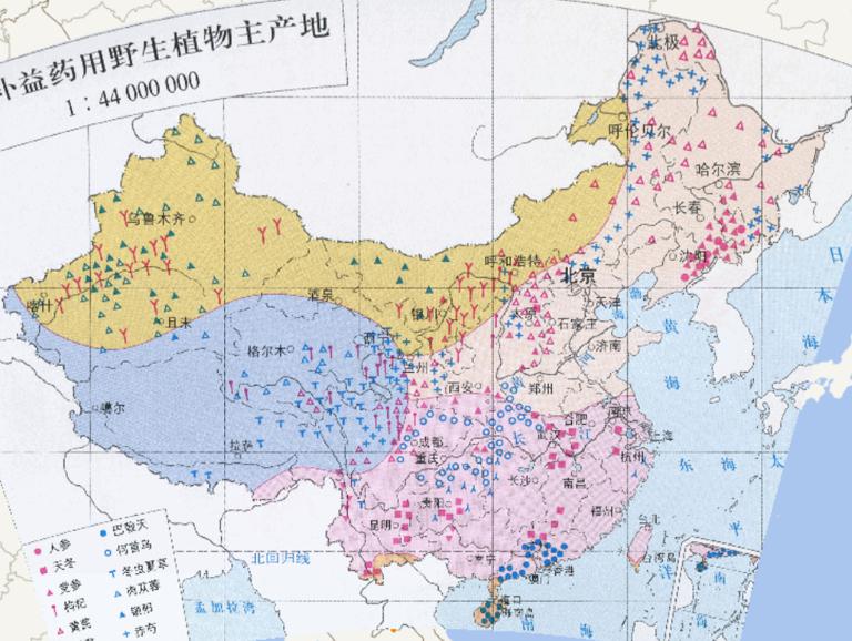 中国主要补益药用野生植物主产地在线地图