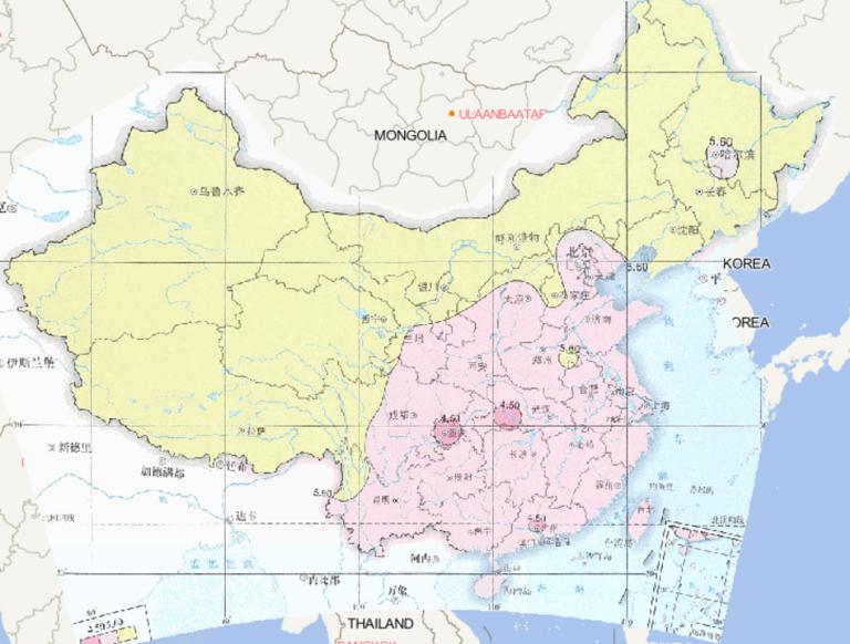 1992-2015年中国平均秋季降水pH值在线地图