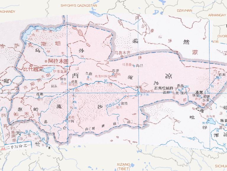中国东晋十六国时期西凉（412年）的在线历史地图