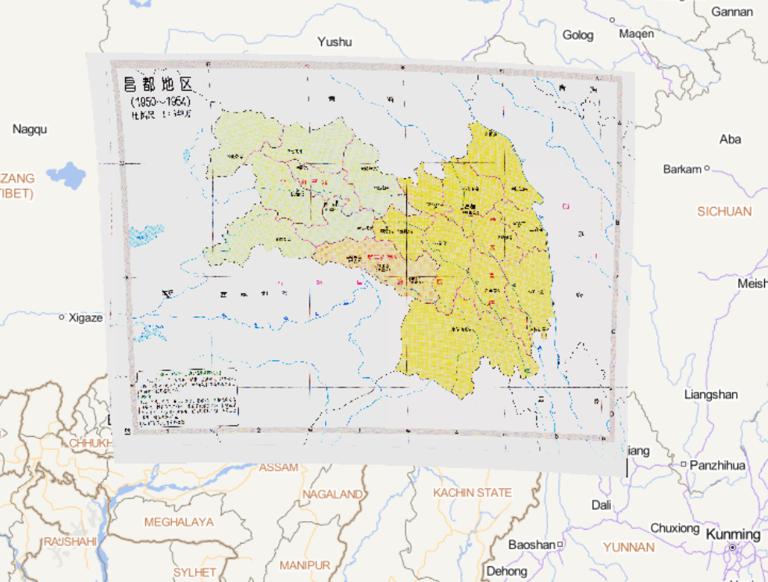 中国昌都地区行政区划（1950-1954）历史地图