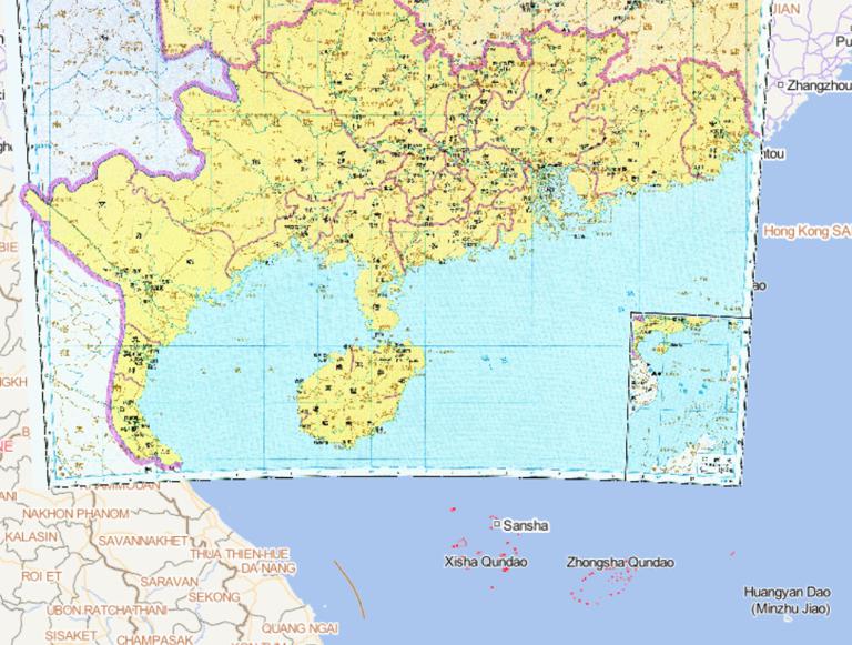 中国隋朝时期岭南诸郡历史地图