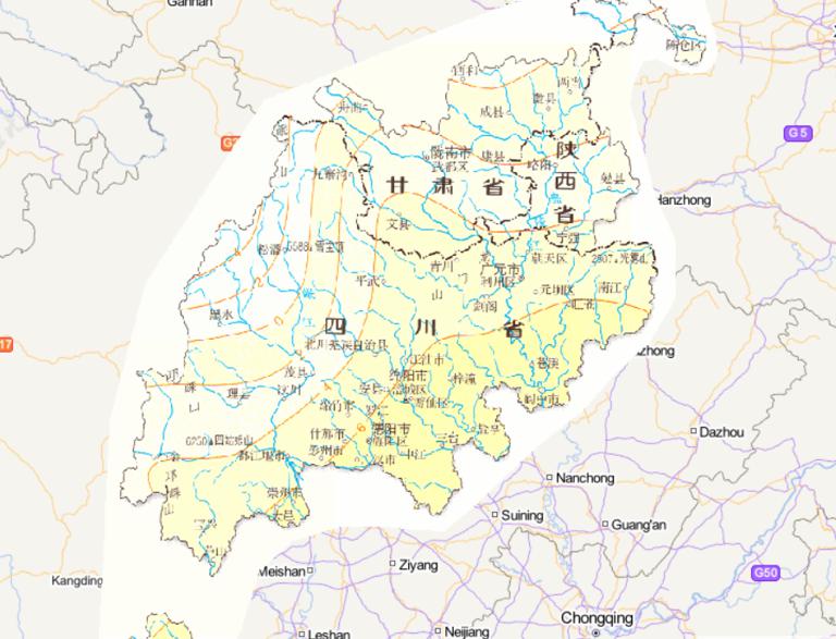 中国汶川灾区冬季平均气温分布在线地图