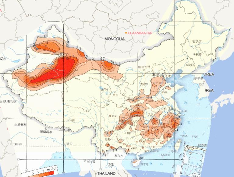 1981-2010年中国平均年酷热日数在线地图
