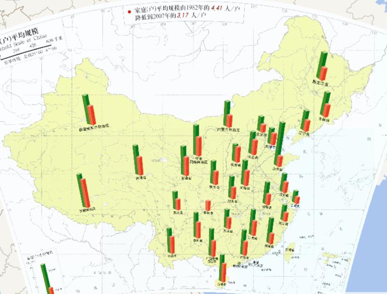 中国家庭平均规模在线地图