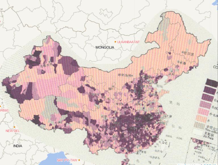 2016年中国分县倒塌房屋数量在线地图