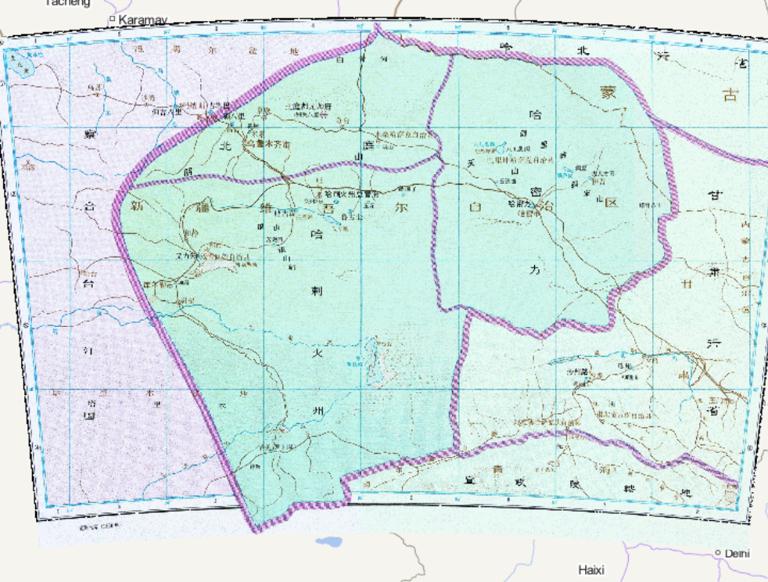 中国元朝哈密力、北庭、哈剌火州历史地图