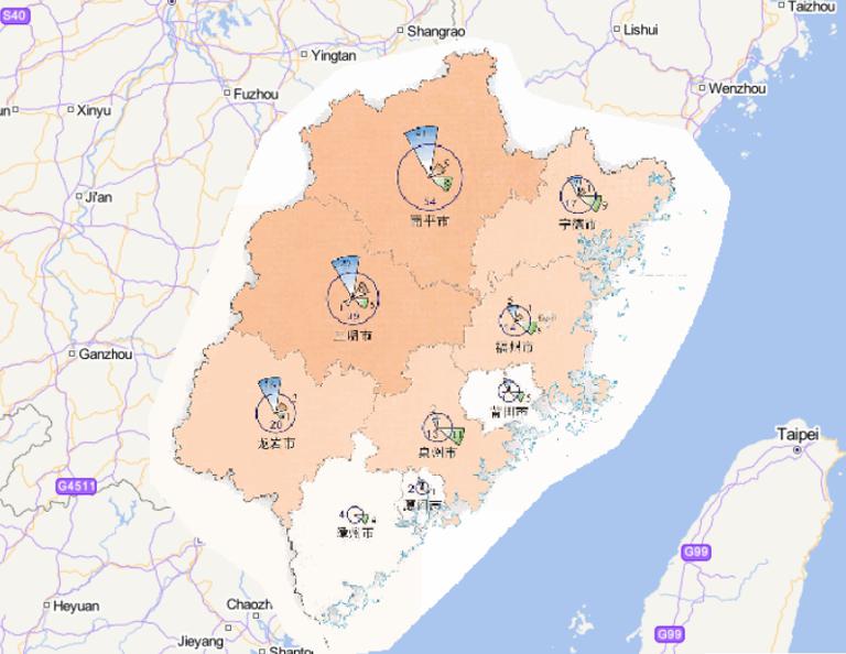 2014年福建省分灾种灾害频次分布在线地图