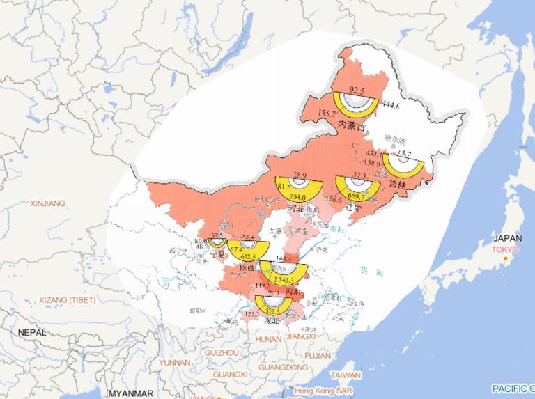 2014年6-8月东北黄淮等地旱灾人员受灾情况在线地图
