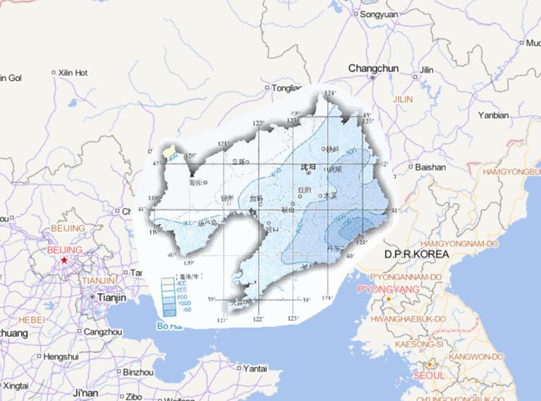 中国辽宁省年降水量在线地图