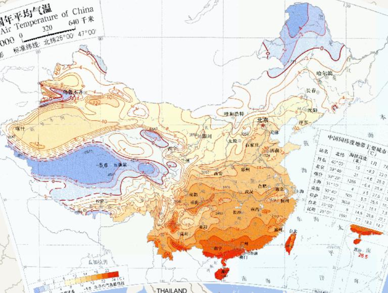 中国年平均气温在线地图